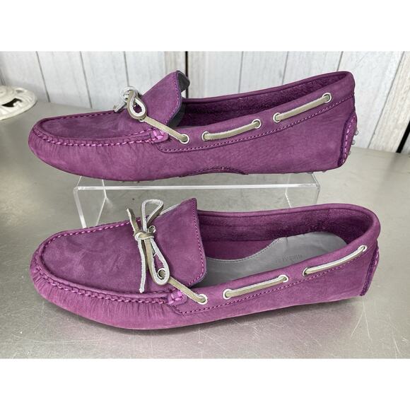 Cole Haan Leather Purple Suede Tie Slip On Driving Shoes Loafer Size 8.5 - Picture 1 of 6